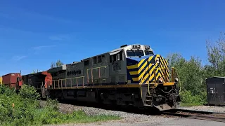 "Cross Patched" Ex-CREX GEVO & Illinois Central C44-9W Power CN Double Stack Train With Horn Salute