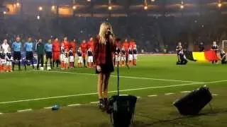 Nina Nesbitt and Tartan Army sing National Anthem at Hampden