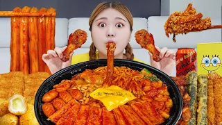 ASMR Mukbang 두찜 신메뉴 스팸부대찜닭먹방🍜 떡볶이 튀김 치즈볼 Spicy Noodles Tteokbokki Chicken Eating show | HIU 하이유