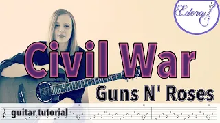 CIVIL WAR Fingerstyle Guitar Tutorial with on-screen Tab - Guns N' Roses