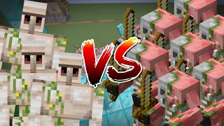 GOLEMS VS ZOMBIE PIGLINS🧟🐷||EPIC BATTLE😁||WHO WILL WIN🤔||NoobQQ🤗