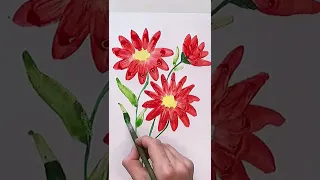 Рисуем цветы. Как нарисовать цветы гуашью просто. Урок рисования. Drawing flowers.