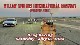Tesla Model S Plaid drag racing at Willow Springs International Raceway 7-15-23, Los Angeles County.