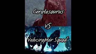 Ceratosaurus vs Velociraptor Squad🔥 #short #jurassicworld #jurassicpark
