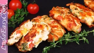 Chicken Cakes with Cheese and Tomatoes