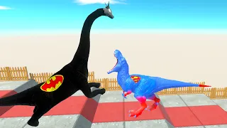 DARK BRACHIOSAURUS vs SUPERMAN T-REX DEATH CLIMB - Animal Revolt Battle Simulator