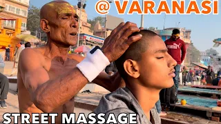 Chhotu is getting His first Street Massage By Street Barber Chamunda | asmr massage therapy