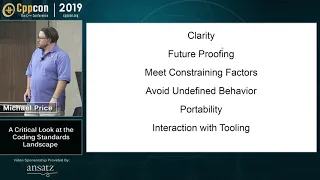 CppCon 2019: Michael Price “A Critical Look at the Coding Standards Landscape”