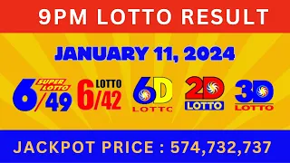 9PM Lotto Draw Result | January 11, 2024