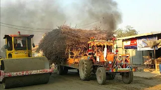 Tractor Fail On Under The Construction Road | Tractor Pull Out Mud Loaded Trolley Fail On Road