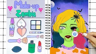 [🐾paper diy🐾] Enid  Zombie Makeup 💄💋 Paper cosmetics | 수요일 아담스와 이니드 asmr | Dodo Paper