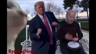 Joe Biden singing and Trump dancing