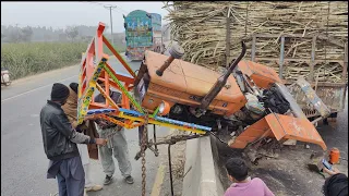 Most dengerous tractor road accident broken front and back wheel