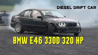 BMW E46 330d M57D30 306D1 320 hp burnout and drift | inline-6 turbo sound