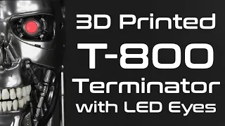 3D Printed T-800 Terminator Bust with LED Eyes