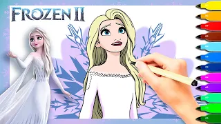 Coloring Elsa With Her Hair Down | Frozen 2 Coloring Pages