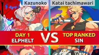 GGST ▰ Kazunoko (Day 1 Elphelt) vs Katai tachimawari (TOP Ranked Sin). Guilty Gear Strive