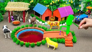 DIY mini Farm Diorama with house for Cow,horse,Pig | Mini Hand Pumb Supply Water for animals #26