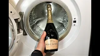 Experiment - Champagne - in a Washing Machine - centrifuge and open
