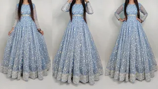 Organic anarkali frock cutting and stitching/ party wear long frock design/ umbrella frock cutting/