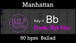 Manhattan - Backing Track with Intro + Lyrics in Bb (Female) - Jazz Sing-Along