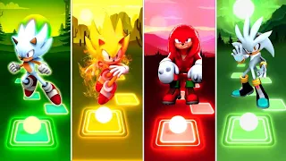 Hyper Sonic 🆚 Super Sonic 🆚 Knuckles Sonic 🆚 Silver Sonic | Sonic EDM Rush Tiles Hop