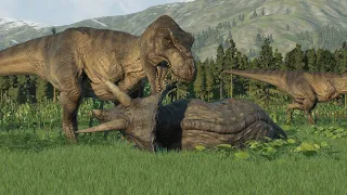 TREX vs Triceratops Jurassic World Evolution 2