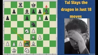 Mikhail Tal slays the Dragon in Just 18 moves, Yugoslav attack