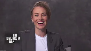 The Tomorrow War: Yvonne Strahovski Official Movie Interview | ScreenSlam