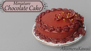 Miniature Chocolate Ganache Cake - polymer clay Dollhouse food tutorial