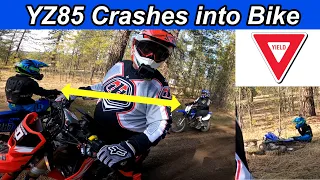 2021 YZ85 Crashes into another Dirt Bike