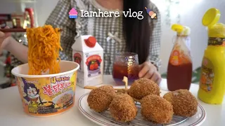 eng)🧁Making S'more and Samgyupsal  with air fryer🍢Korean corn dogs🍜Cold noodles