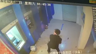 Drunk Man Destroys ATM after Card gets Swallowed