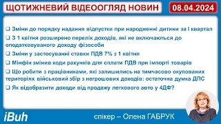 08.04.2024. Бухгалтерські новини. Відеоогляд