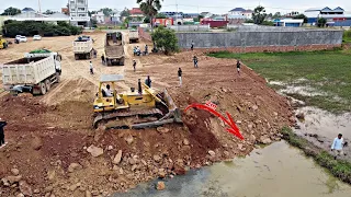 New Updating! Filling Up The Land huge, DOZER KOMATSU D58P Working,TRAGO Dump truck 25Ton