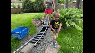 Backyard Railroad: Laying 7.5" Gauge Track, Family & Bubbles!