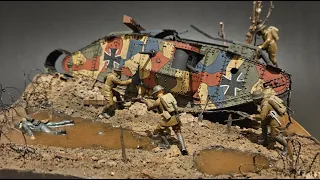 "We're taking it back!"  World War One tank resin diorama (1917)