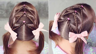 Split Elastic Chevron Hairstyle into Pigtails | Brown Haired Bliss