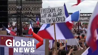 Protesters in France demonstrate against COVID-19 health pass