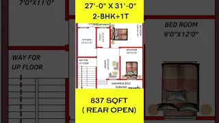 HOME PLAN | HOUSE PLAN | 27X31 feet | 837 SQFT | GHAR KA NAKSHA | EMPIRO STUDIO #ytshorts#shorts