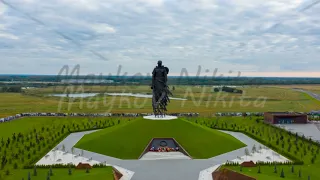 Rzhev, Russia. Rzhev Memorial to the Soviet Soldier, Aerial View Hyperlapse