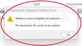 Pc Fix cannot complete the extraction. The destination file Could not be created Windows 11,10,8,7