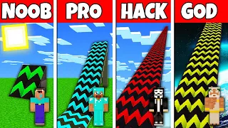 Minecraft Battle: NOOB vs PRO vs HACKER vs GOD! SUPER RAMP SPRINGBOARD BUILD CHALLENGE in Minecraft