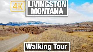 4K City Walks - Livingston Montana USA - March 28 - Meyers View Trail Virtual Treadmill Scenery Walk