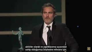 TÜRKÇE | "Joker" Filmi ile | Joaquin Phoenix | SAG Awards Ödül Konuşması | Heath Ledger'dan Bahsetti