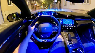 New Peugeot 508 PSE 2022 - night POV test drive (360 HP hybrid, EXHAUST sound & electric mode)
