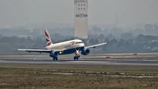 Crosswind Landings with Harsh Wind at Vienna International Airport in Austria
