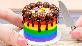 Yummy Miniature Rainbow Heart Cake 🌈 Melting Chocolate Mini Rainbow Cake Easy Recipes