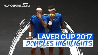 Roger Federer and Rafael Nadal beat Sam Querrey and Jack Sock in 2017 Laver Cup doubles | Eurosport