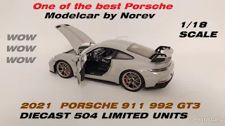 Porsche 911 992 GT3 1/18 Scale by Norev Chalk